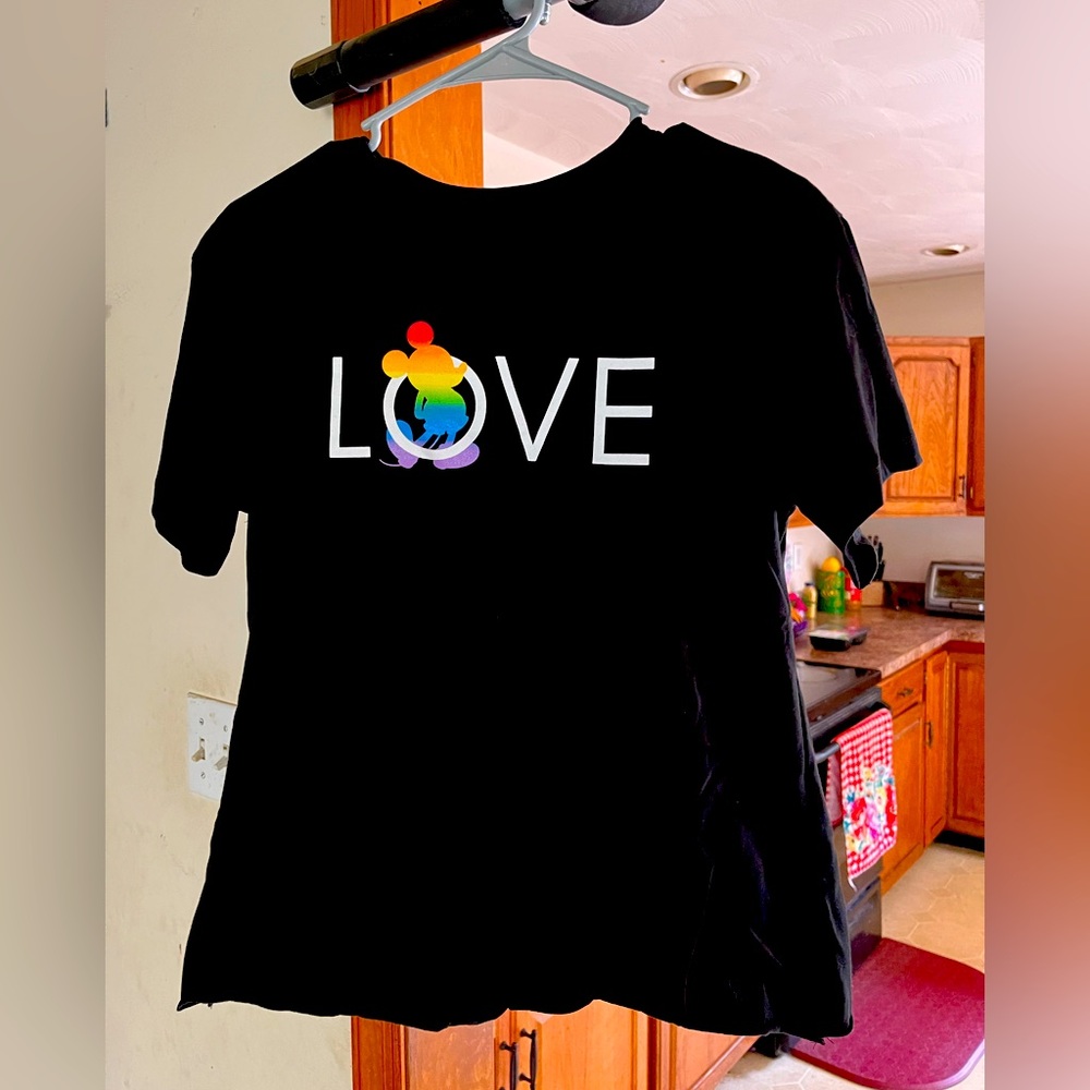 Mickey Mouse rainbow pride love black tee shirt